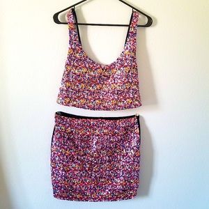 Sequin crop top and skirt